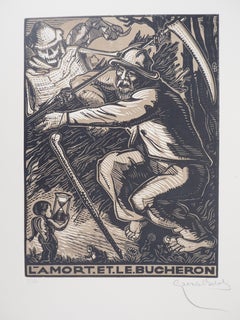 Death and the Woodcutter - Original wooodcut, Handsigned and numbered / 160