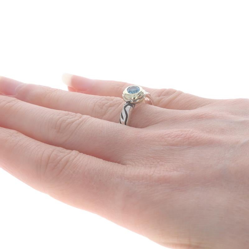 Gabriel Blauer Topas Solitär Ring - Sterlingsilber 925 14k Rundschliff im Angebot 1