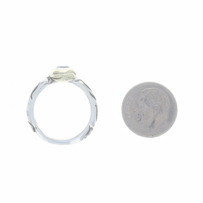 Gabriel Blauer Topas Solitär Ring - Sterlingsilber 925 14k Rundschliff im Angebot 2