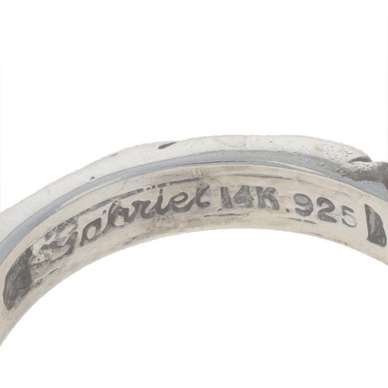Gabriel Blauer Topas Solitär Ring - Sterlingsilber 925 14k Rundschliff im Angebot 3