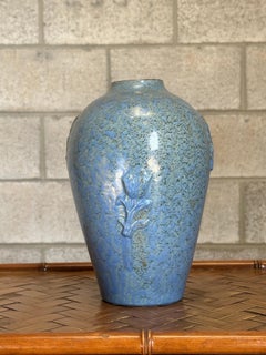 Gabriel Burmeister Handled Blue and White Earthenware Vase, Sweden, 1930s