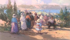 Peinture à l'huile sur toile - Paysage espagnol pictural