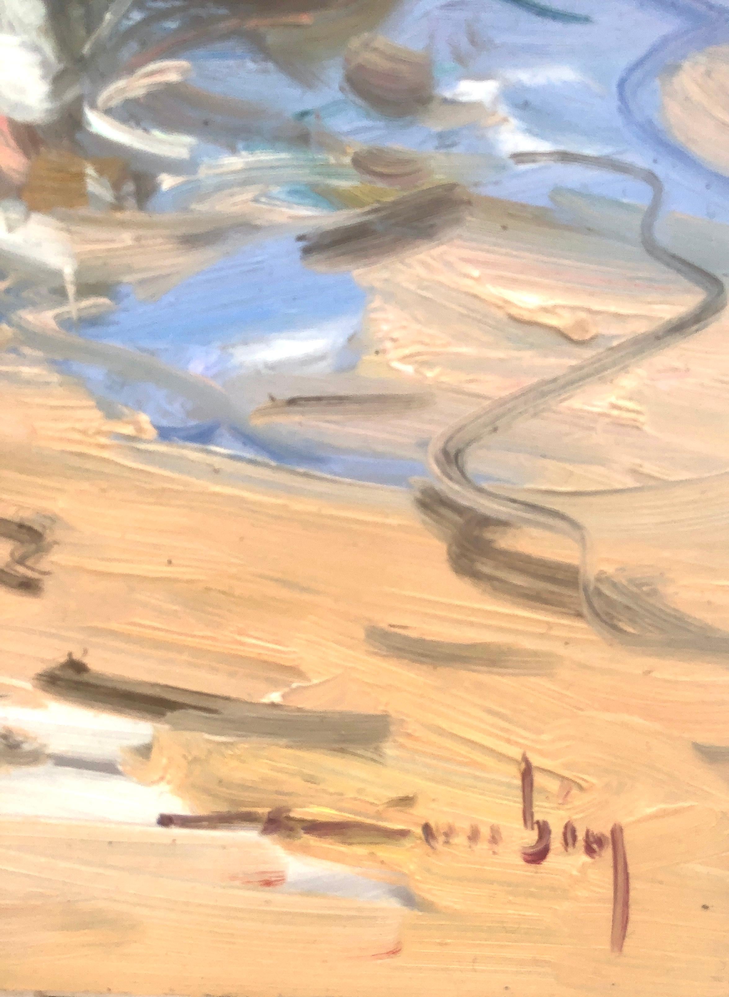 Peinture à l'huile sur panneau - Espagne - pêcheurs espagnols sur la plage - Painting de Gabriel Casarrubios