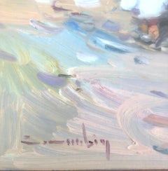 Pescadores españoles en la playa España pintura al óleo sobre tabla