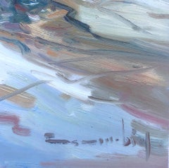 Peinture à l'huile sur panneau - Espagne - pêcheurs espagnols sur la plage