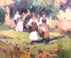 Women of Ibiza Spain oil on board painting