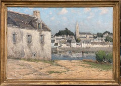 Vintage Chauvelon Gabriel, Nantes 1875 – ?, French Painter, Port of Tréboul, Bretagne
