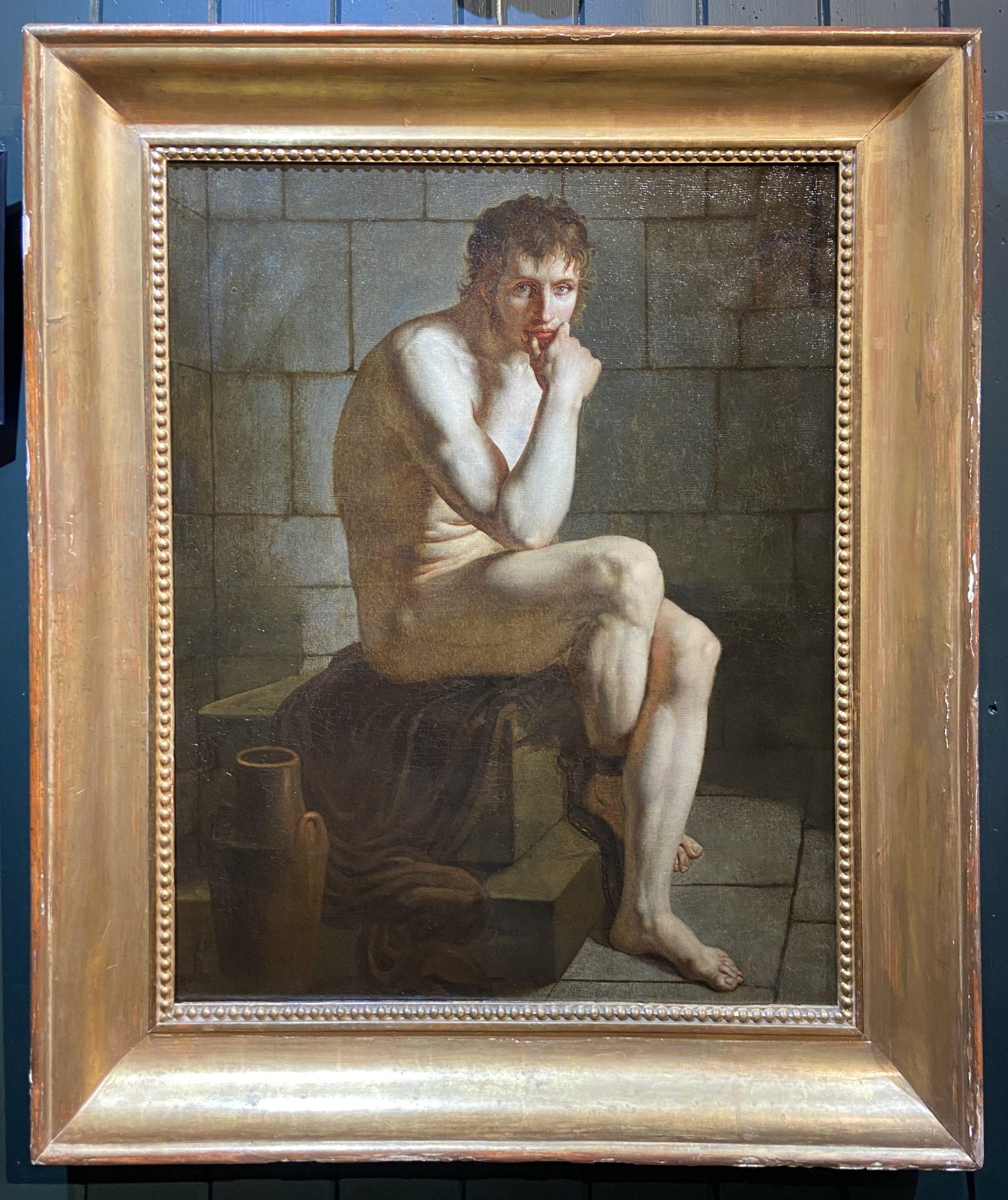 Self-Portrait come prigioniero Pittura a olio del primo Ottocento Nudo - Painting di Gabriel-Christophe Guerin
