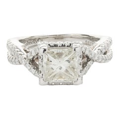 Gabriel & Co. 14 Karat White and Rose Gold Princess Cut Diamond Engagement Ring
