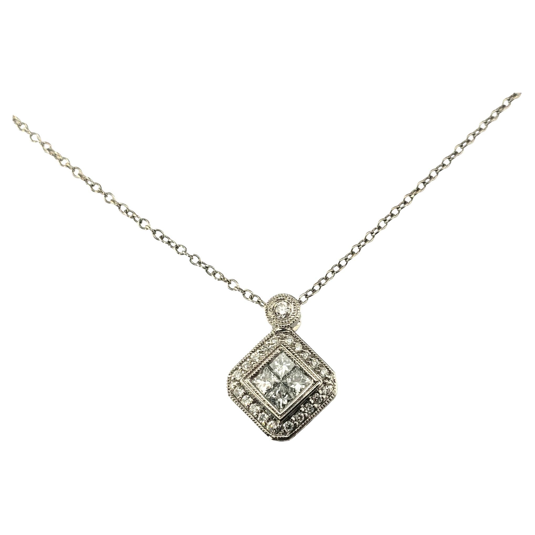 Gabriel & Co. 14 Karat White Gold Diamond Cluster Pendant Necklace #20713