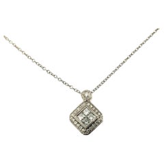 Gabriel & Co. 14 Karat White Gold Diamond Cluster Pendant Necklace #20713