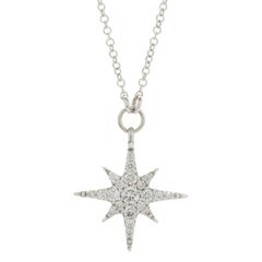 Gabriel & Co. 14 Karat White Gold Pave Diamond Celestial Star Necklace