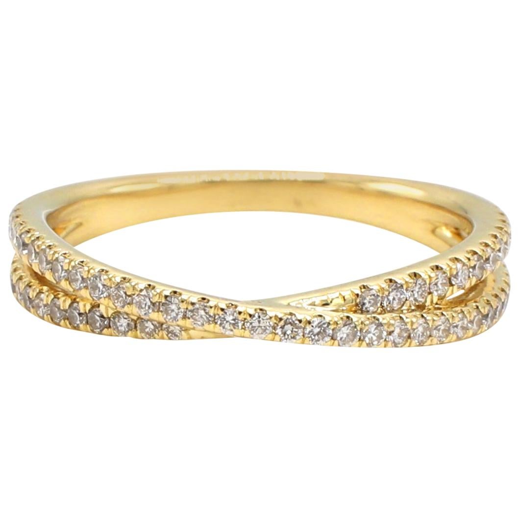 Gabriel & Co. 14 Karat Yellow Gold Crossover Stackable Diamond Band Ring