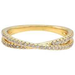 Gabriel & Co. 14 Karat Yellow Gold Crossover Stackable Diamond Band Ring