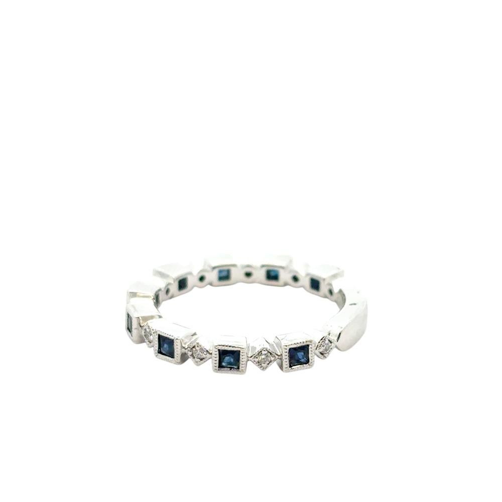 Gabriel & Co. 14k White Gold 0.08ctw Diamond 0.54ctw Blue Sapphire Ring For Sale 4