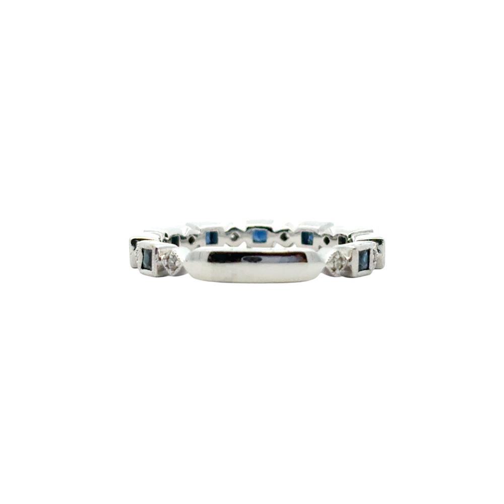 Gabriel & Co. 14k White Gold 0.08ctw Diamond 0.54ctw Blue Sapphire Ring In New Condition For Sale In Boca Raton, FL