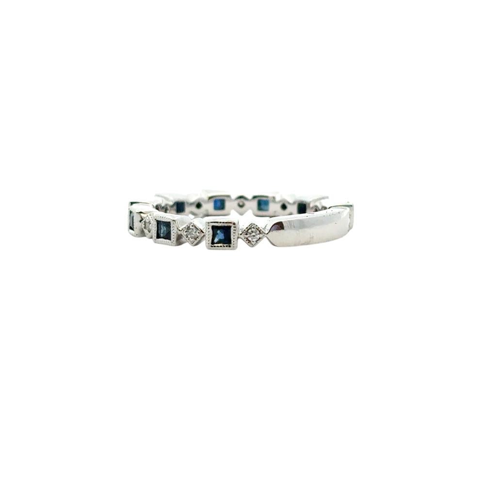 Women's Gabriel & Co. 14k White Gold 0.08ctw Diamond 0.54ctw Blue Sapphire Ring For Sale