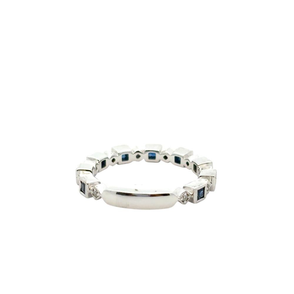 Gabriel & Co. 14k White Gold 0.08ctw Diamond 0.54ctw Blue Sapphire Ring For Sale 3