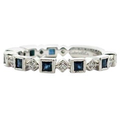 Gabriel & Co. 14k White Gold 0.08ctw Diamond 0.54ctw Blue Sapphire Ring