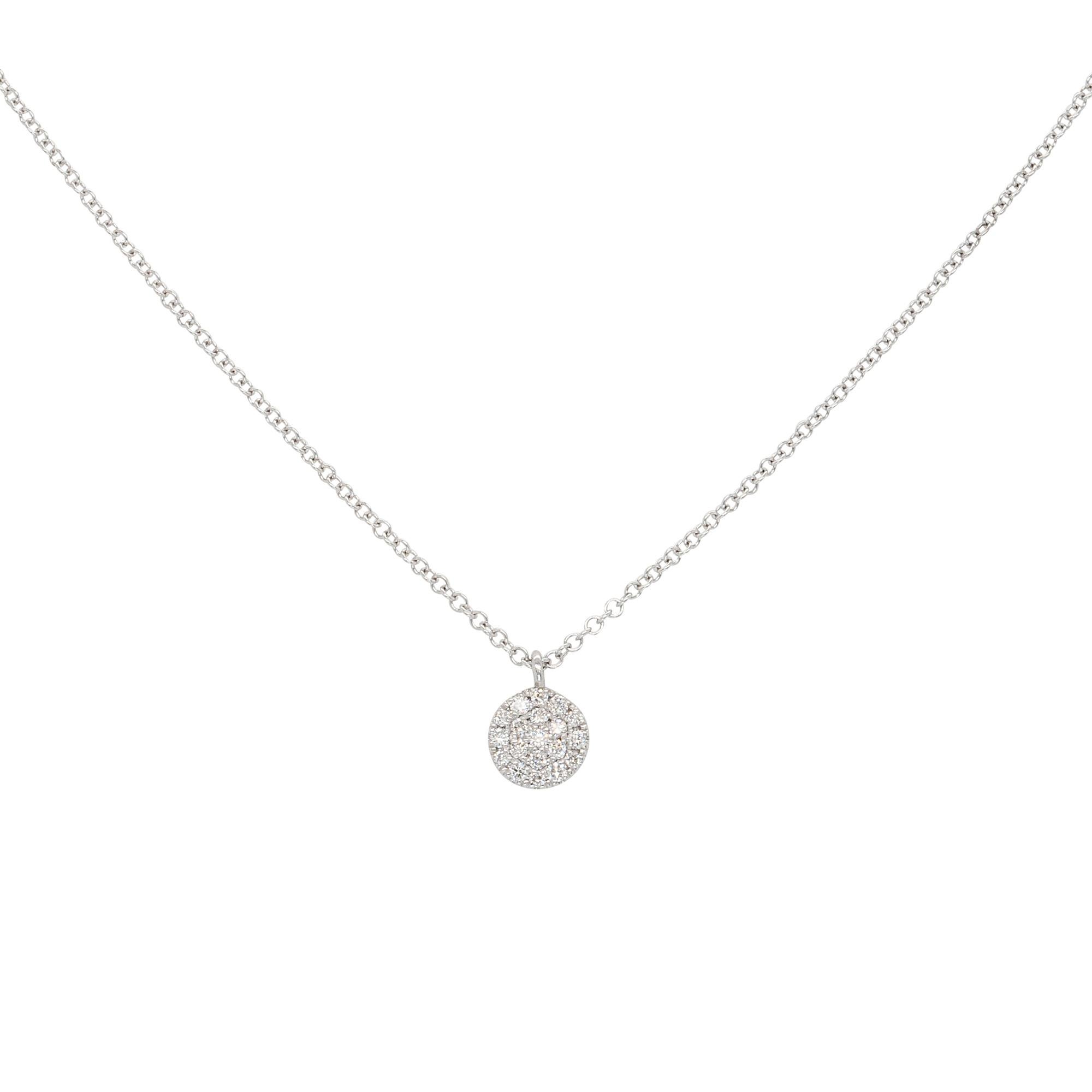 Gabriel & Co. Collana con ciondolo in oro bianco 14k 0,11ctw con diamanti rotondi e pavé in vendita 1