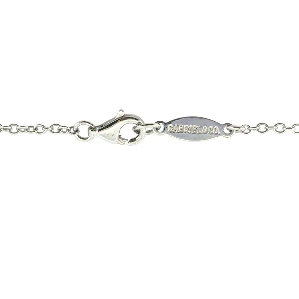 Gabriel & Co. Collier pendentif feuille de mode en or blanc 14 carats avec diamants 0,33 carat en vente 4