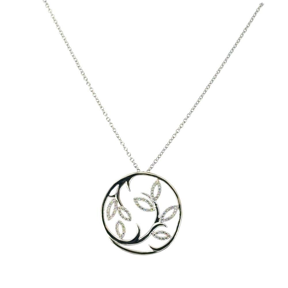 Gabriel & Co. Collier pendentif feuille de mode en or blanc 14 carats avec diamants 0,33 carat en vente 3