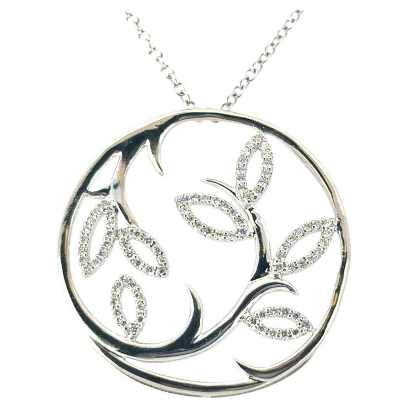 Gabriel & Co. 14k White Gold 0.33ctw Diamond Fashion Leaf Pendant Necklace
