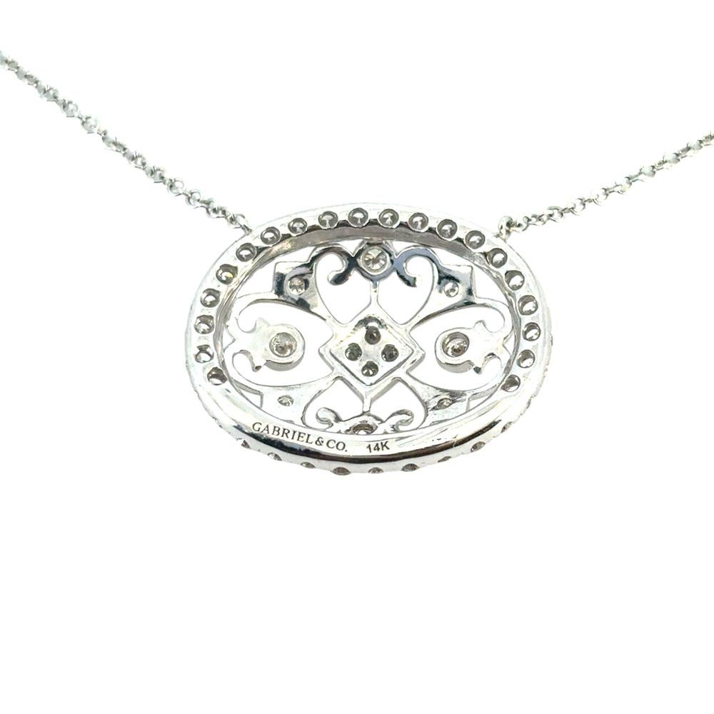 Gabriel & Co. 14k Weißgold 0,82ctw Diamond Fashion Anhänger Halskette (Moderne) im Angebot