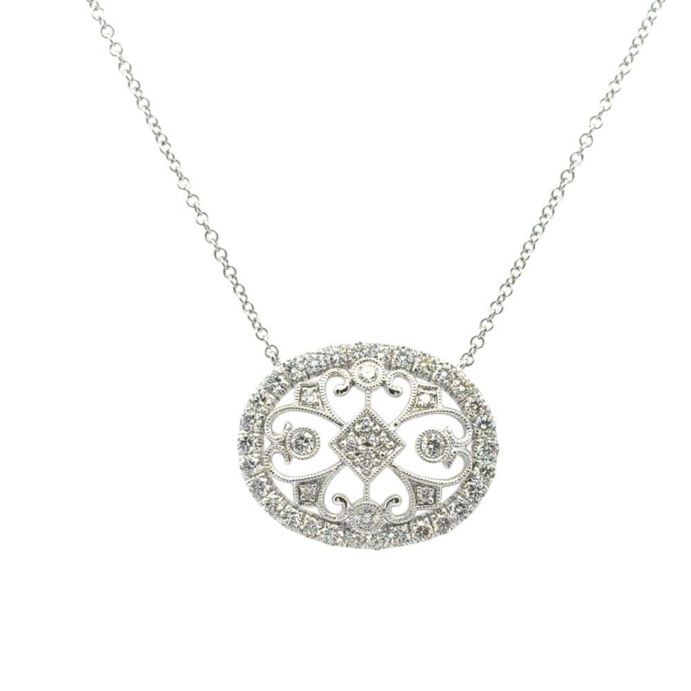 Gabriel & Co. 14k Weißgold 0,82ctw Diamond Fashion Anhänger Halskette (Rundschliff) im Angebot