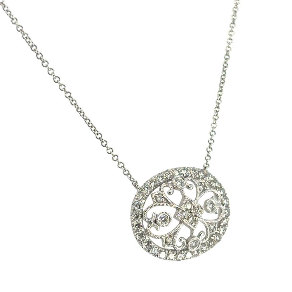 Gabriel & Co. 14k Weißgold 0,82ctw Diamond Fashion Anhänger Halskette Damen im Angebot