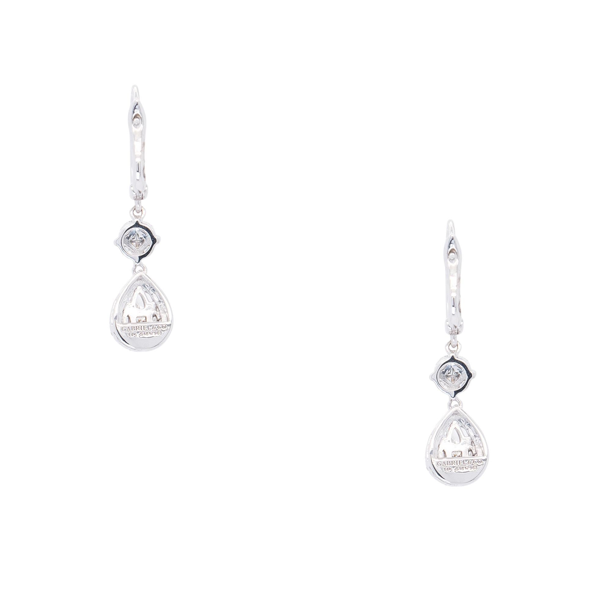 Gabriel & Co. Pendants d'oreilles en or blanc 14 carats avec diamants naturels 0,99 carat en vente 1