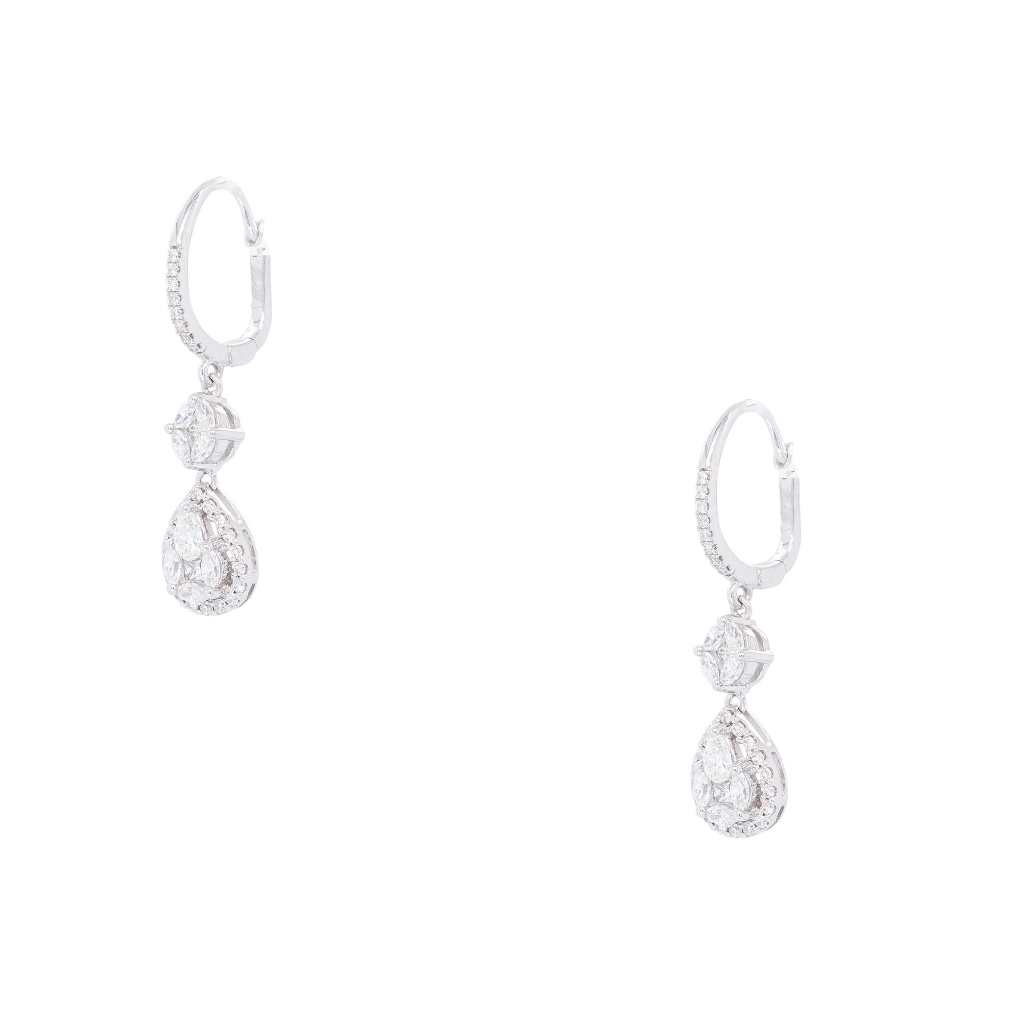 Gabriel & Co. Pendants d'oreilles en or blanc 14 carats avec diamants naturels 0,99 carat en vente 2
