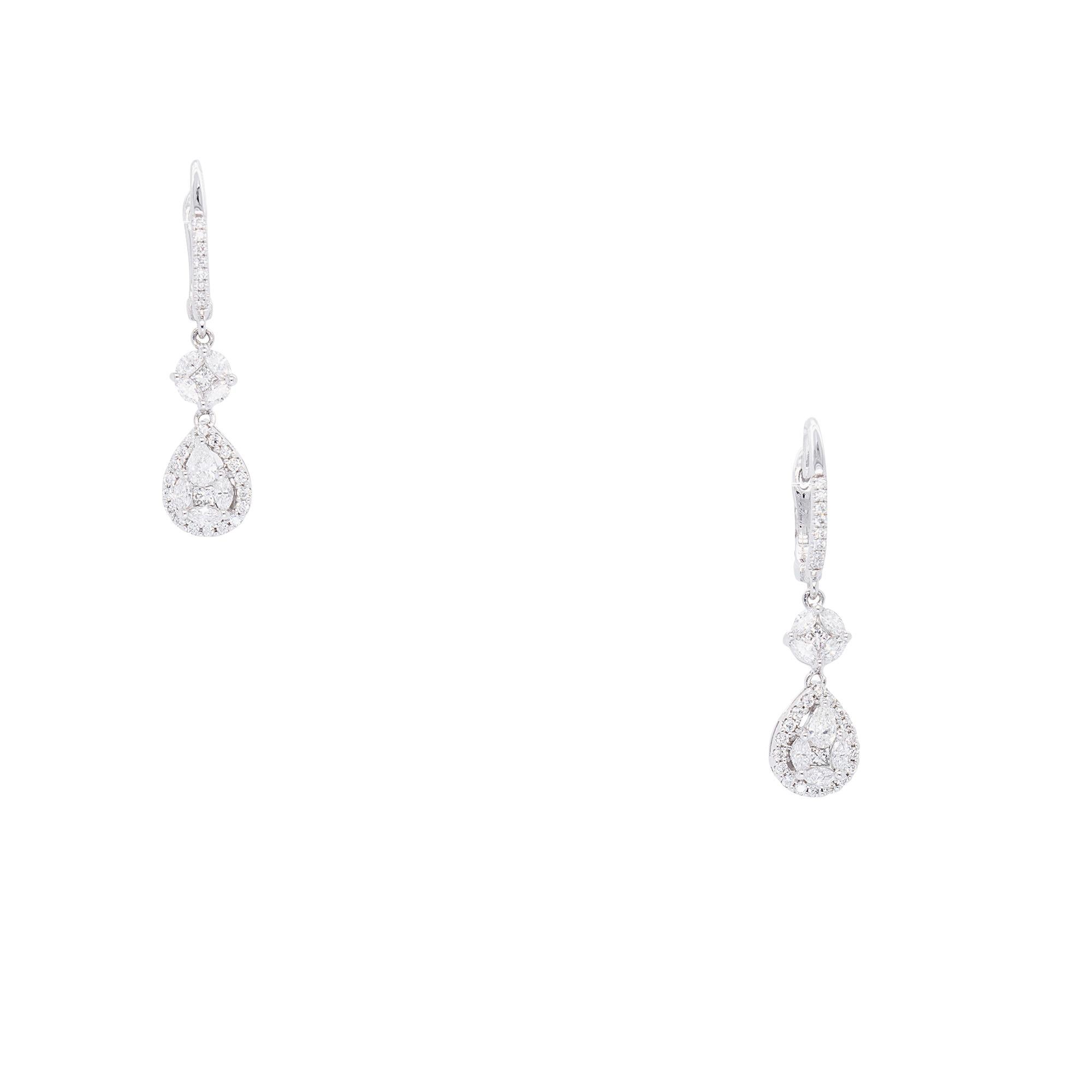 Gabriel & Co. Pendants d'oreilles en or blanc 14 carats avec diamants naturels 0,99 carat en vente 4