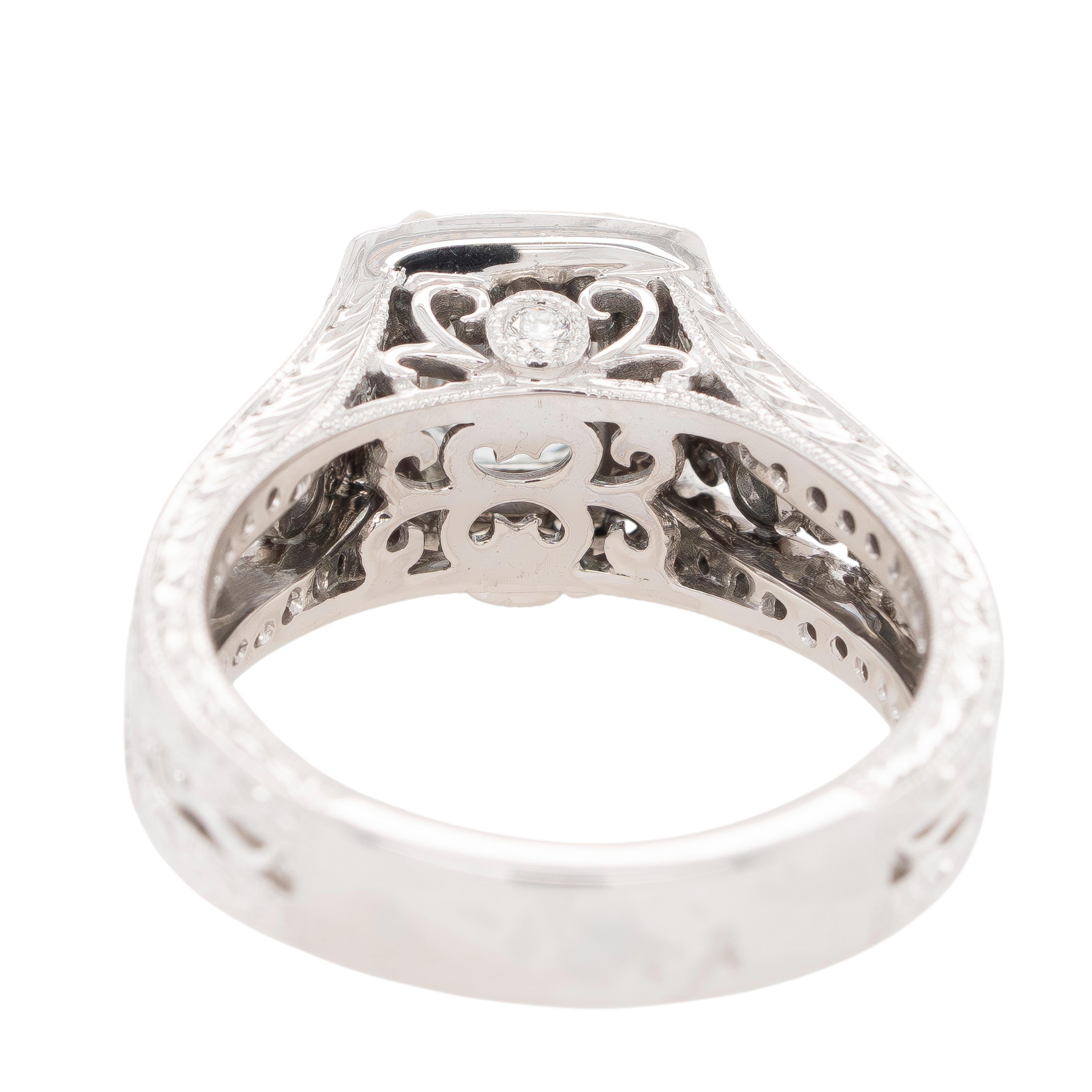 Gabriel & Co. 14k White Gold 1.21ct Cushion-Cut Diamond Engagement Ring In New Condition For Sale In Boca Raton, FL