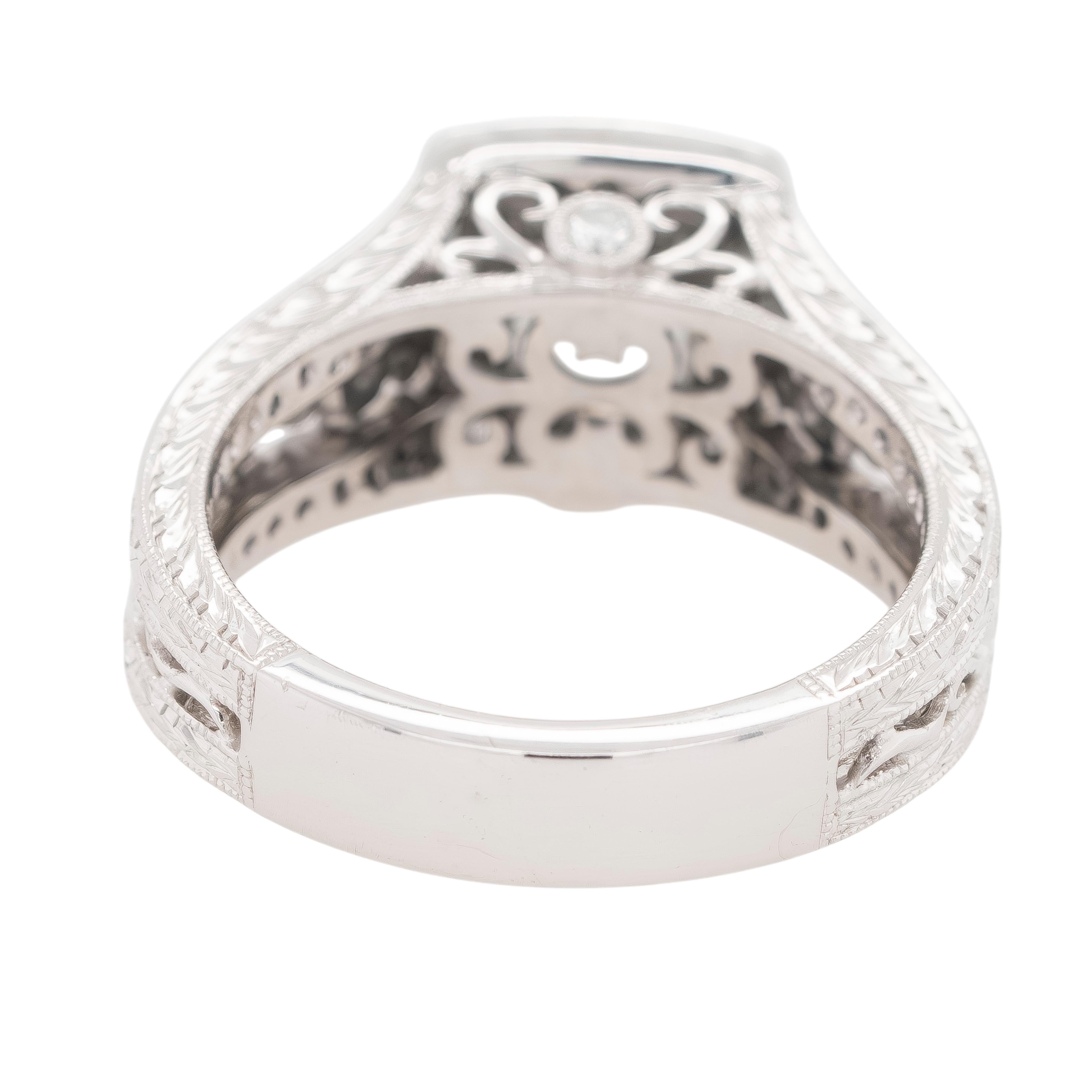 Women's or Men's Gabriel & Co. 14k White Gold 1.21ct Cushion-Cut Diamond Engagement Ring For Sale