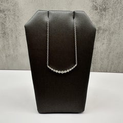 Gabriel Co 14K White Gold Diamond Curved Bar Necklace 0.33ct 18 Inch