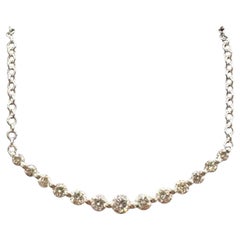 Gabriel Co 14K White Gold Diamond Curved Bar Necklace 0.33ct 18 Inch