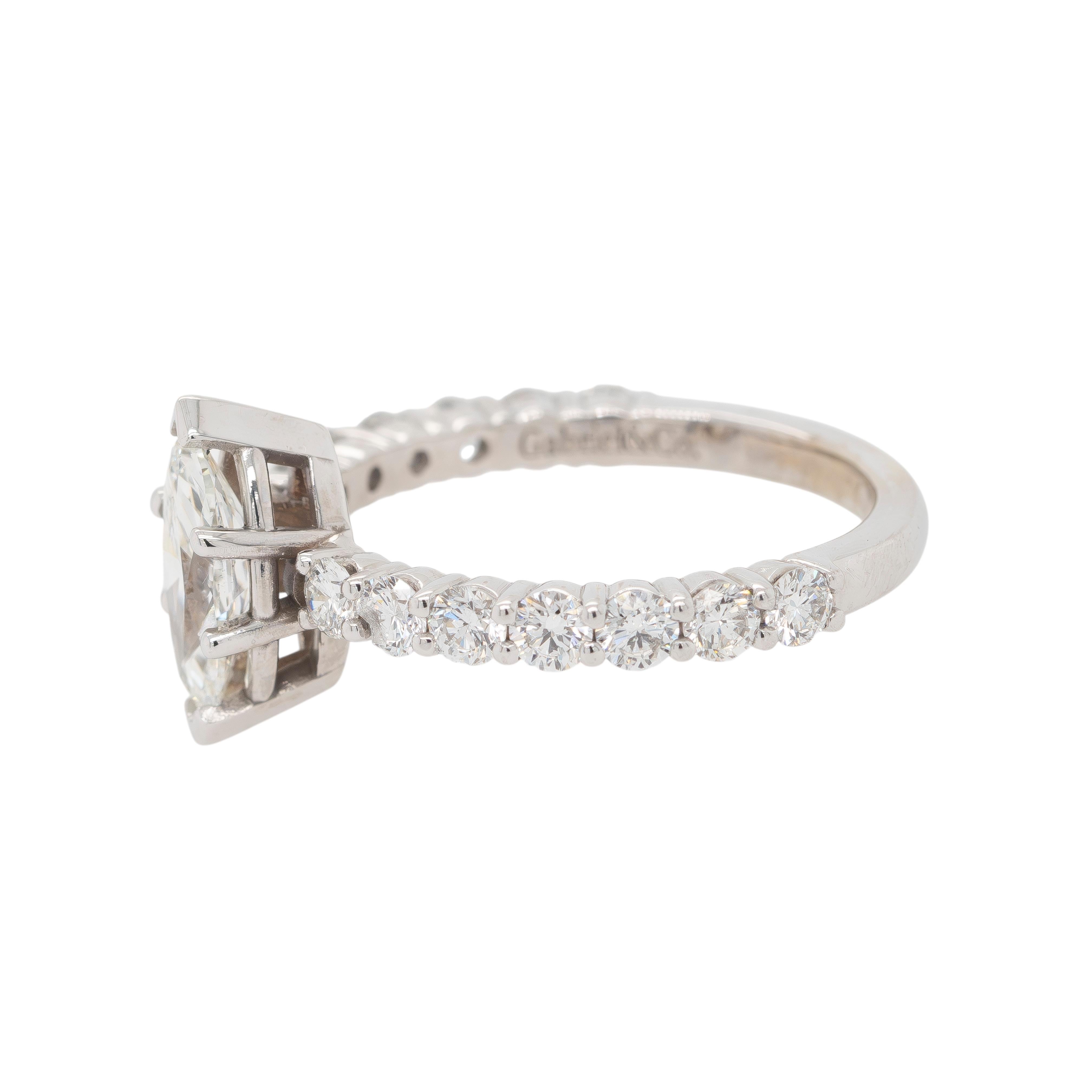 Mixed Cut Gabriel & Co. 14K White Gold Diamond Engagement Ring with 0.94ct Marquise Center For Sale