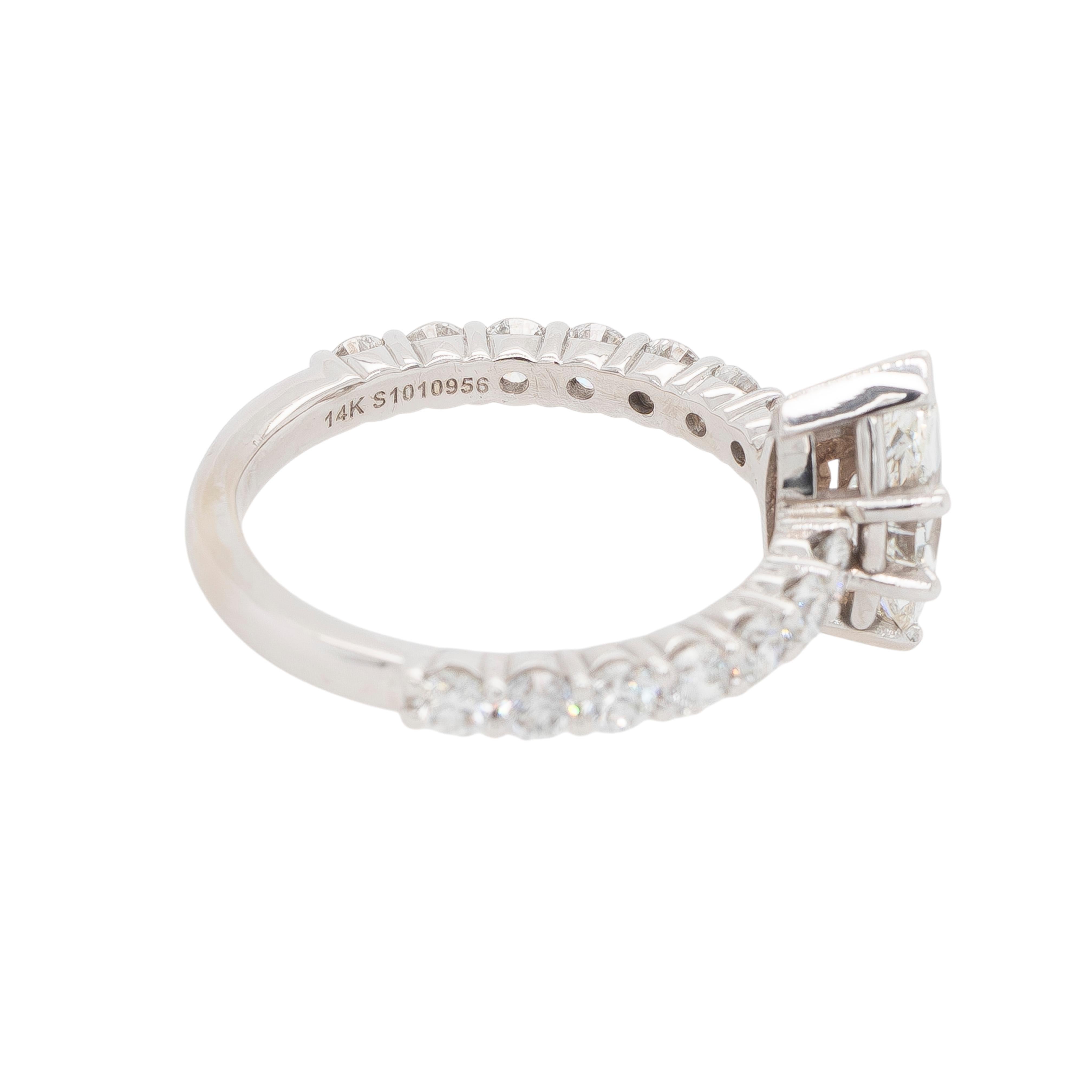 Gabriel & Co. 14K White Gold Diamond Engagement Ring with 0.94ct Marquise Center In Excellent Condition For Sale In Boca Raton, FL