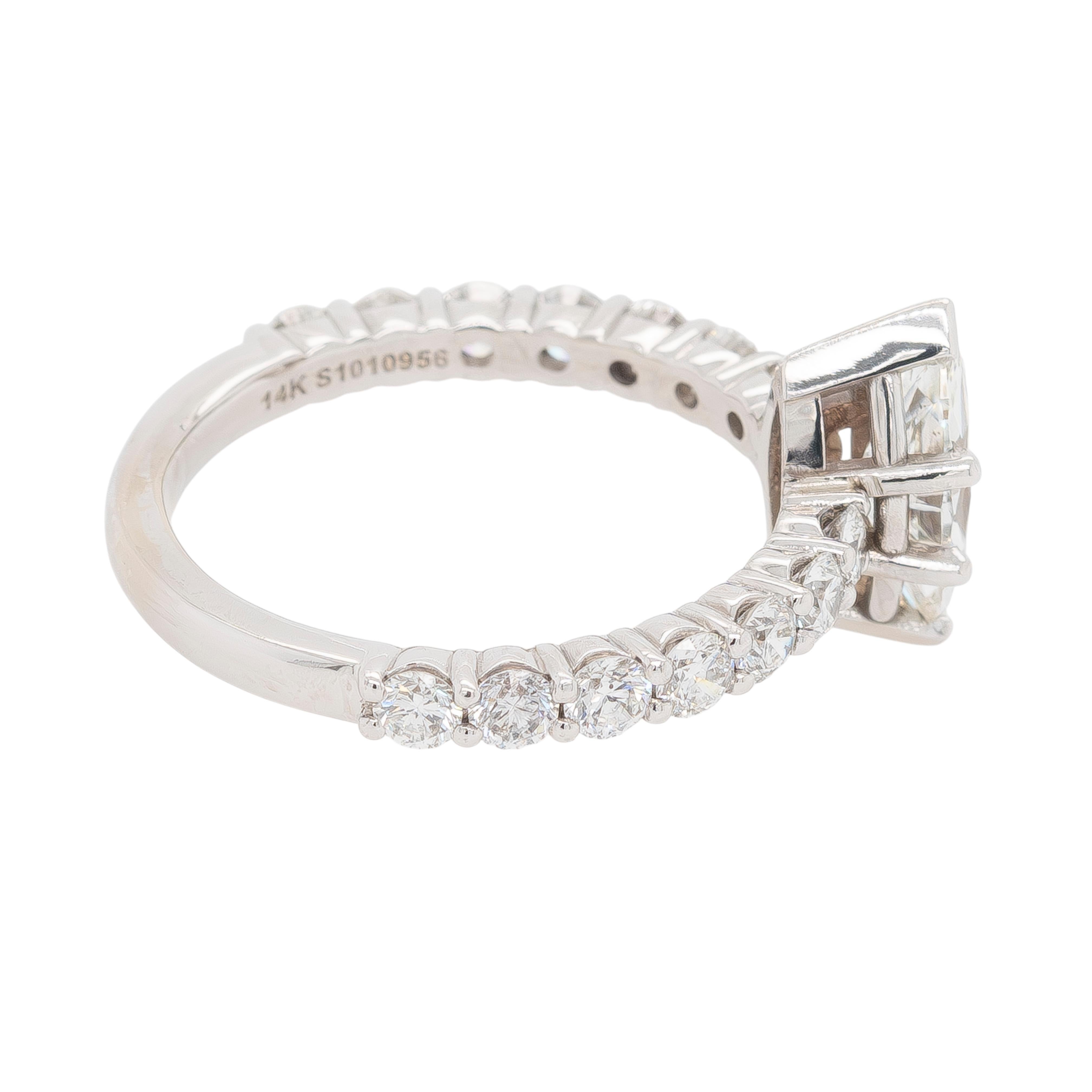 Women's or Men's Gabriel & Co. 14K White Gold Diamond Engagement Ring with 0.94ct Marquise Center For Sale