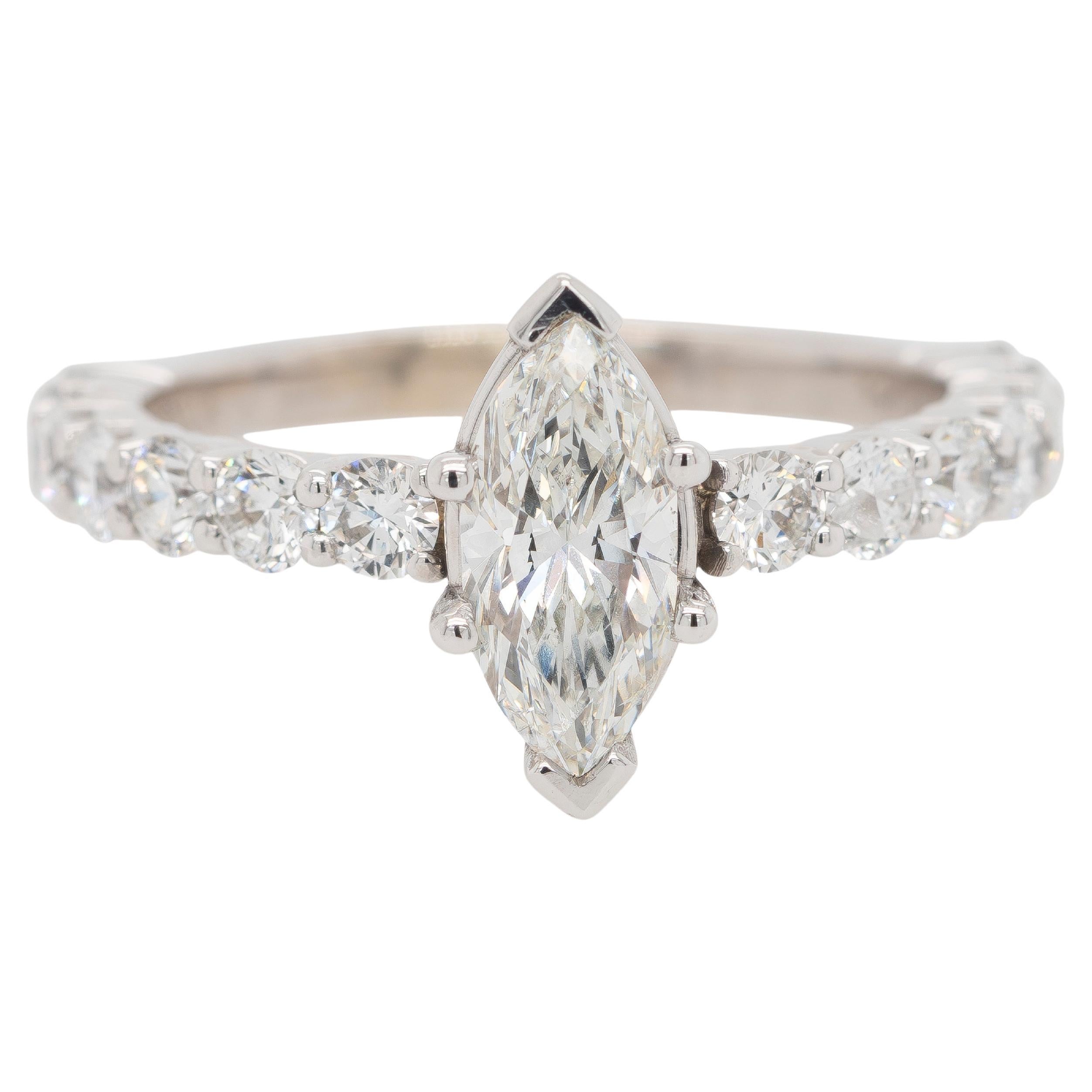 Gabriel & Co. 14K White Gold Diamond Engagement Ring with 0.94ct Marquise Center