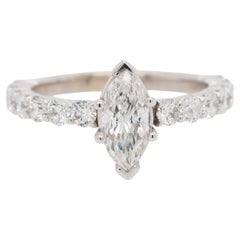 Gabriel & Co. 14K White Gold Diamond Engagement Ring with 0.94ct Marquise Center