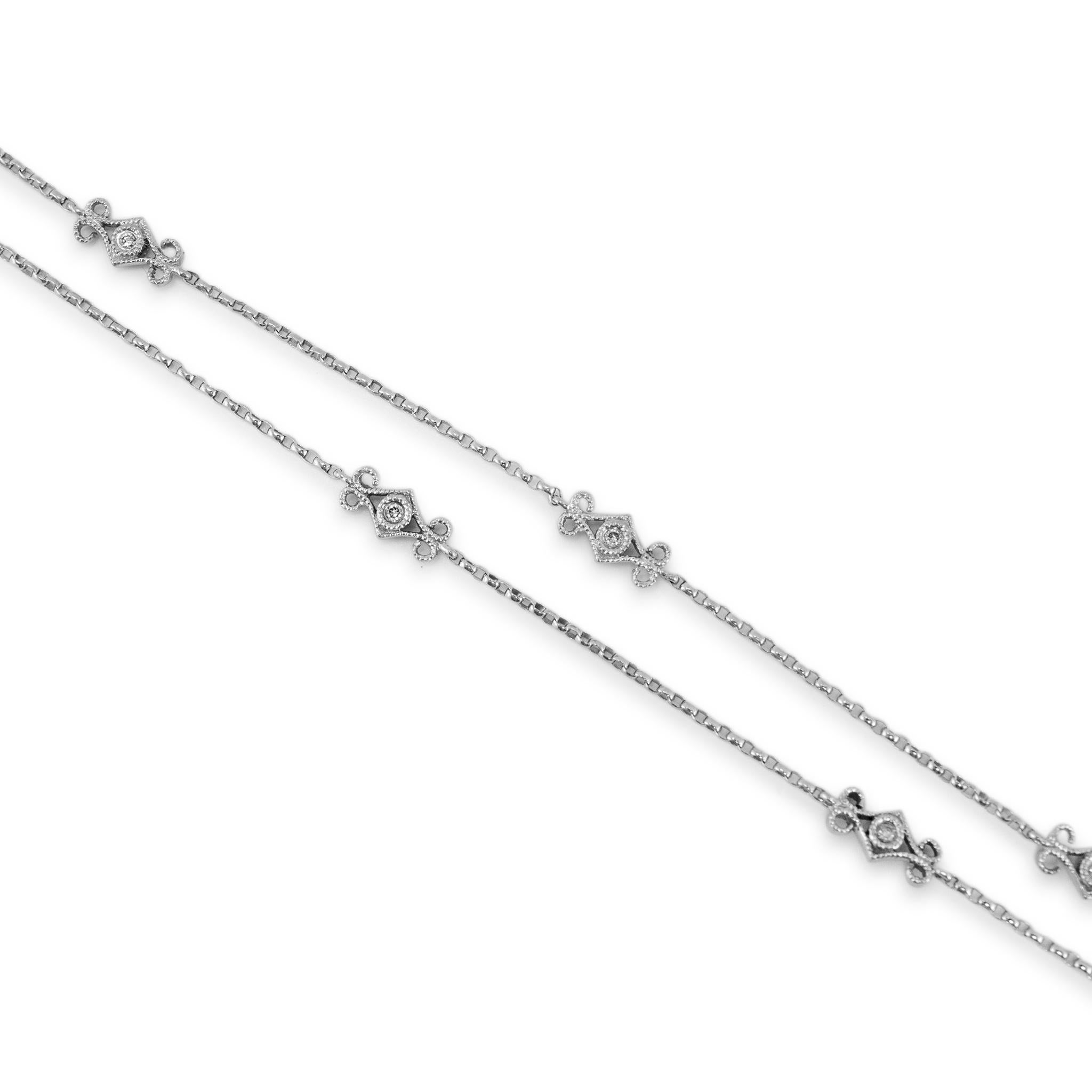 Gabriel & Co. 14K White Gold Diamond Station Chain by the Yard Necklace Corte redondo en venta