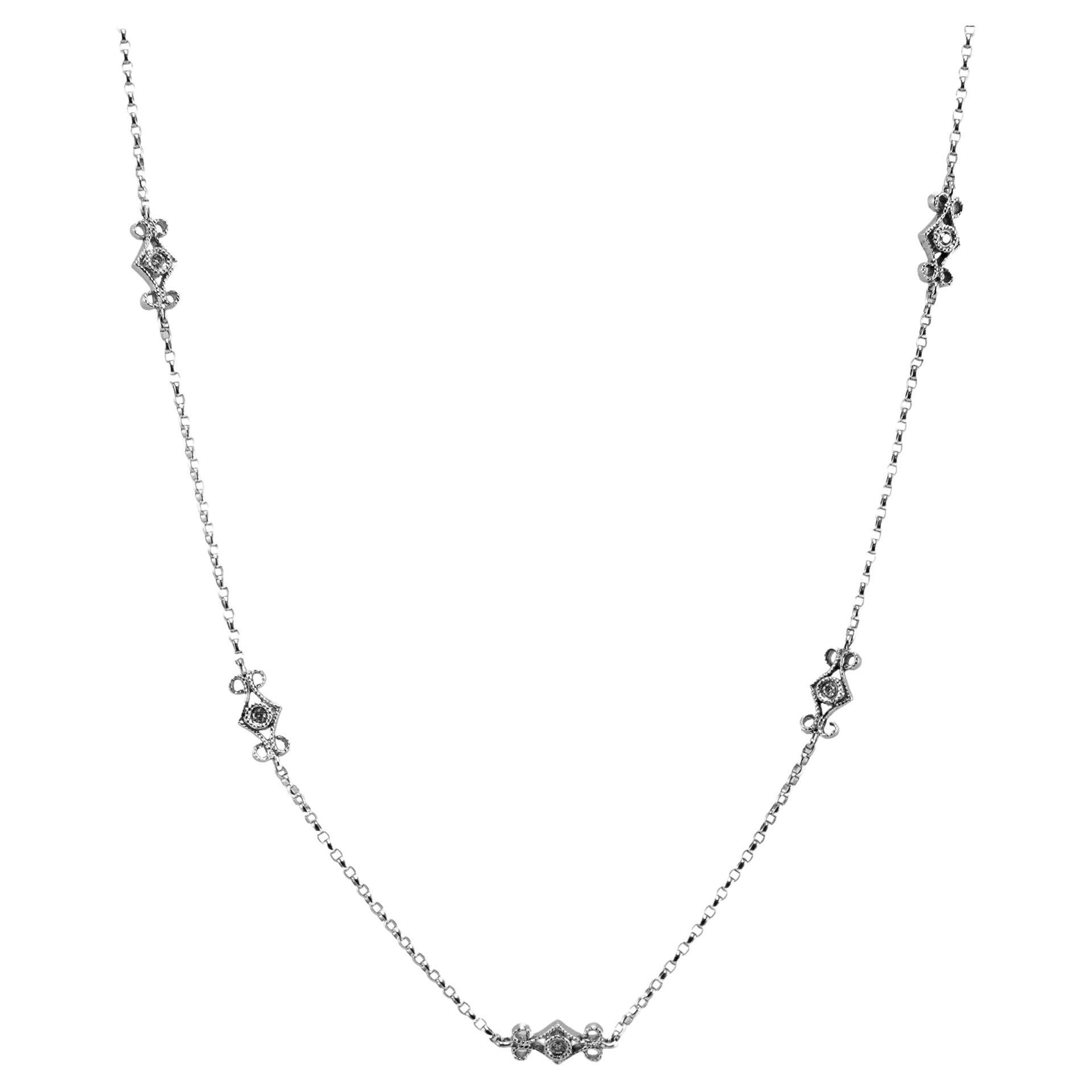 Gabriel & Co. 14K White Gold Diamond Station Chain by the Yard Necklace