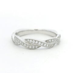 Gabriel & Co. 14K White Gold Natural Round Diamond Twisted Swirl Stackable Ring