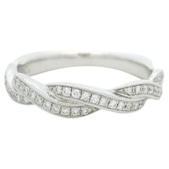 Gabriel & Co. 14K White Gold Natural Round Diamond Twisted Swirl Stackable Ring