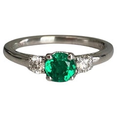 Gabriel & Co. 14k White Gold Round Cut Emerald with Lotus Certificate Ring