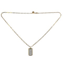 Gabriel & Co. 14K Yellow Gold Diamond Dog Tag Necklace #24497