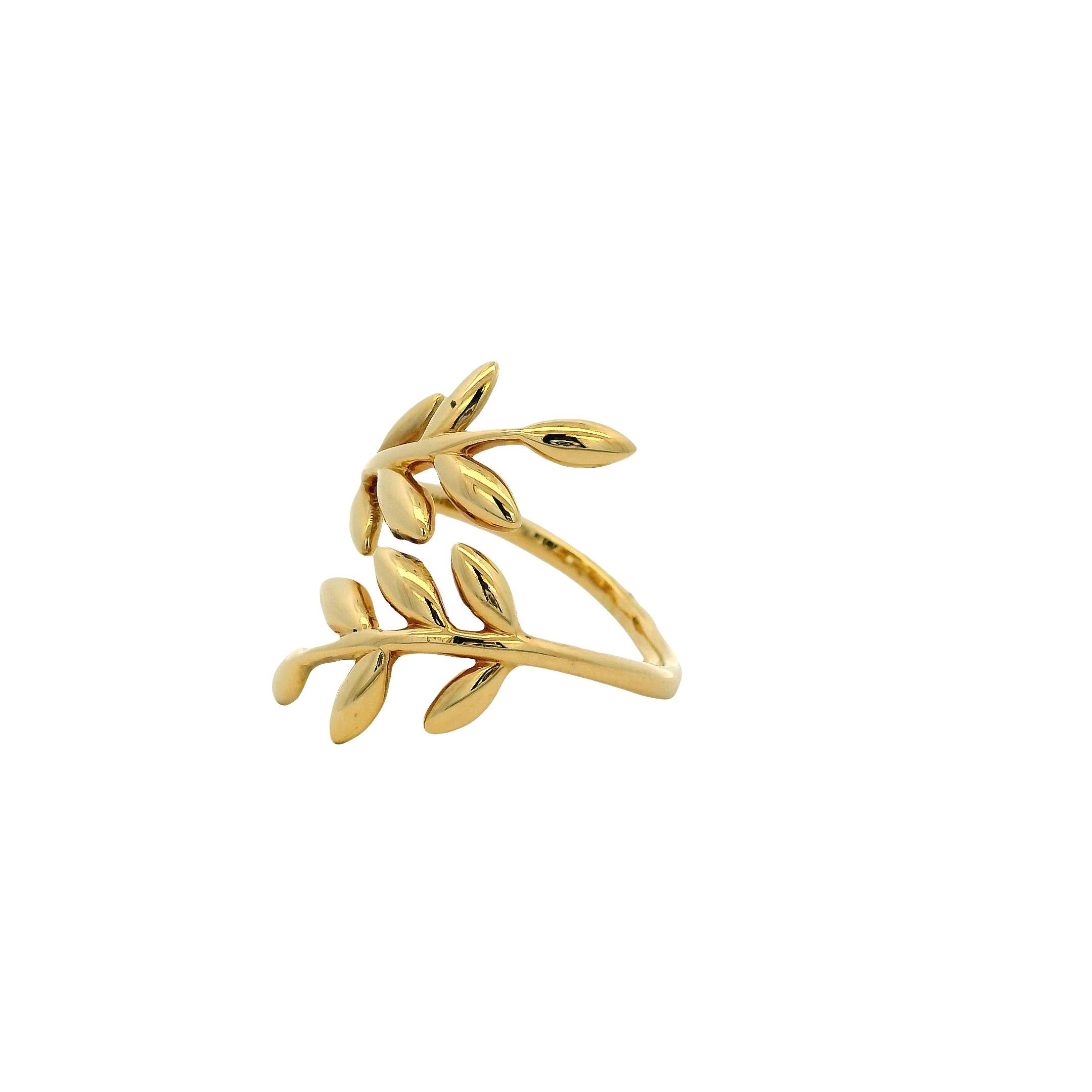 Gabriel & Co. Anello Bypass con Foglia d'Olivo in oro giallo 14k in vendita 4