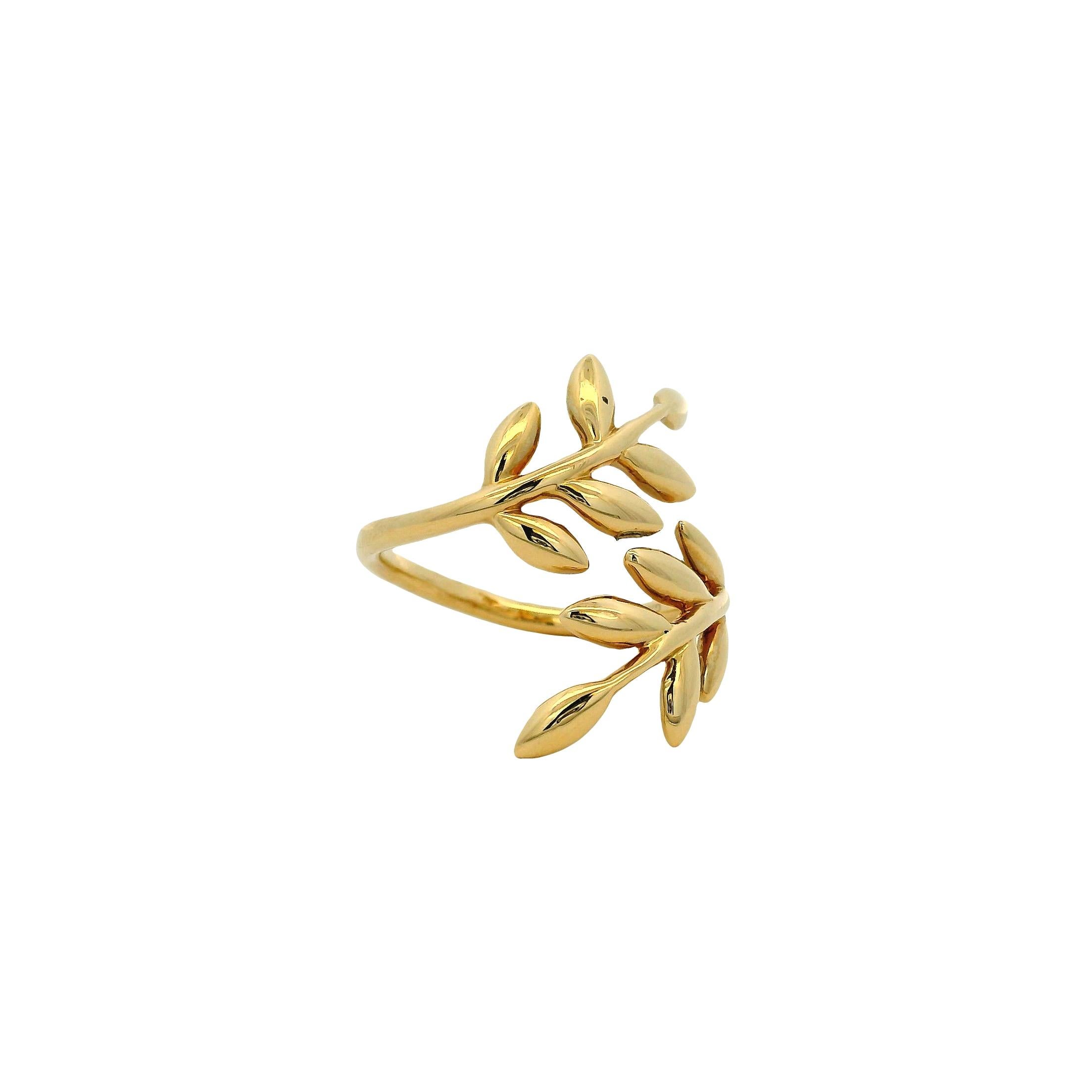 Gabriel & Co. Anello Bypass con Foglia d'Olivo in oro giallo 14k In condizioni Nuovo in vendita a Boca Raton, FL